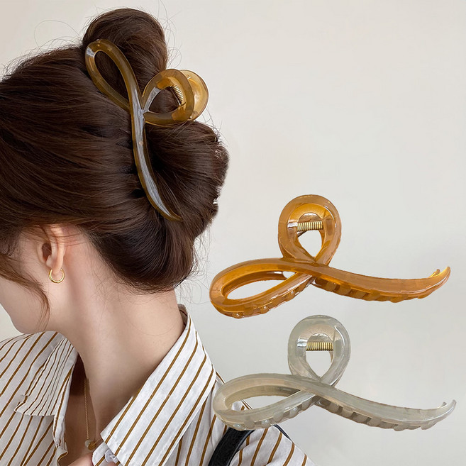 워더미 여성용 빅웨이브 전체 올림머리 집게핀 2종 세트 13cm M2013