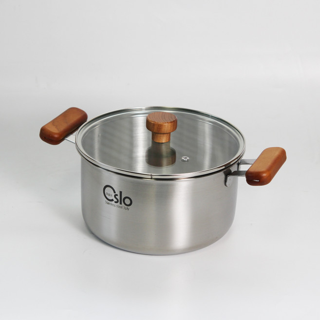 리빙글로리 인덕션 오슬로 통3중 STS304 유리뚜껑 + 양수 냄비 세트, 혼합색상, 1세트, 20cm