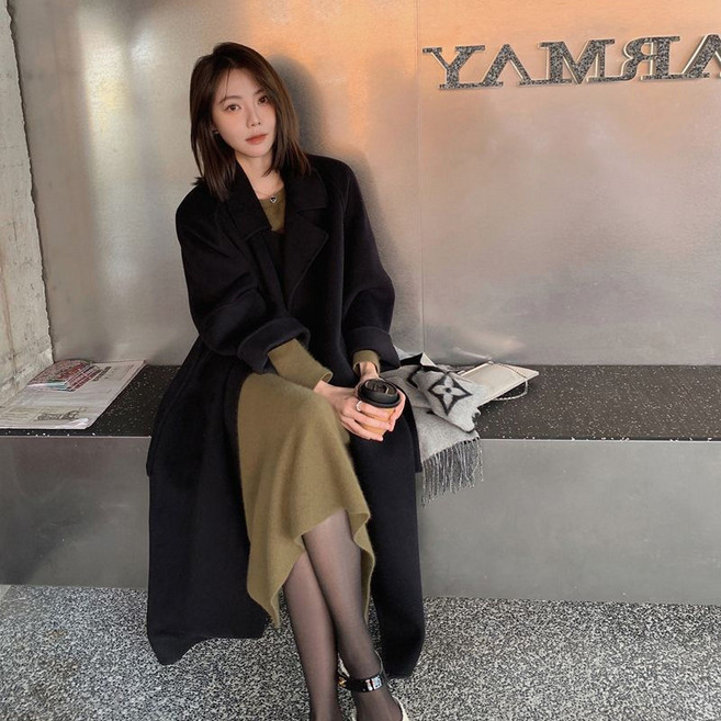 피어니스트 여성용 클래식 심플 카라 포멀 롱 코트