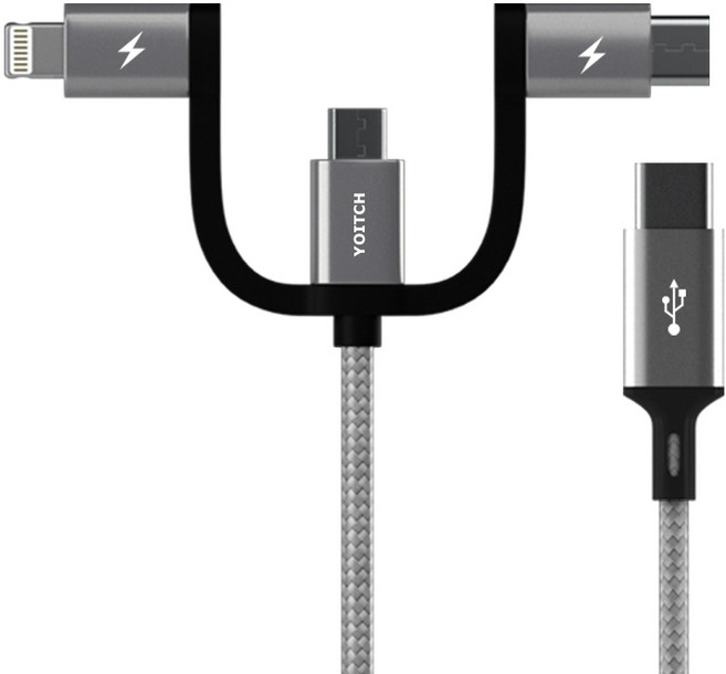 요이치 알파C 3in1 C타입-멀티단자 고속 멀티 충전 케이블, 혼합색상, 100cm, 1개