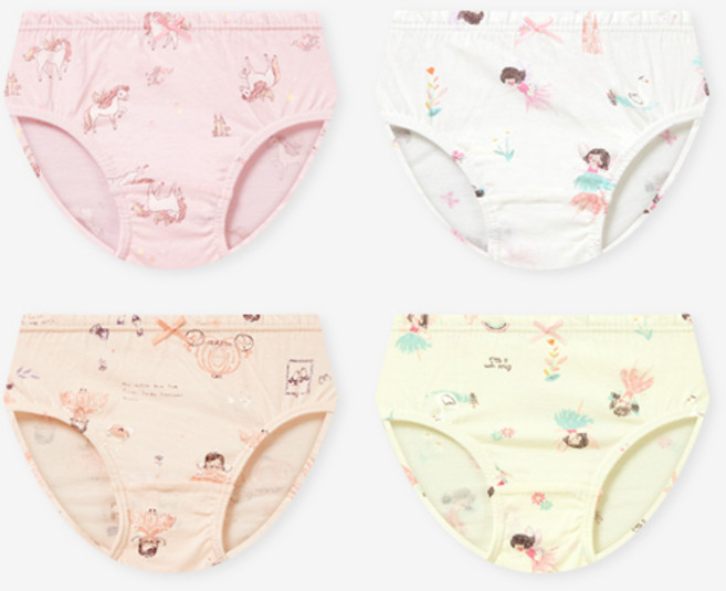 유니프랜드 여아용 러블리즈 삼각 팬티 4종 세트