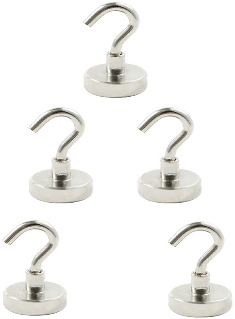 FANCY LIFE 超強力磁鐵掛勾 大款, 5個, 銀色