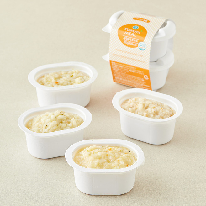 얌이밀 중기 7~12개월 죽 이유식 닭 해산물 닭브로콜리애호박죽 100g x 2개입 + 닭연근새송이죽 100g x 2개입 + 새우배추호박죽 100g x 2개입 + 전복표고양배추죽 100g x 2개입 세트, 1세트