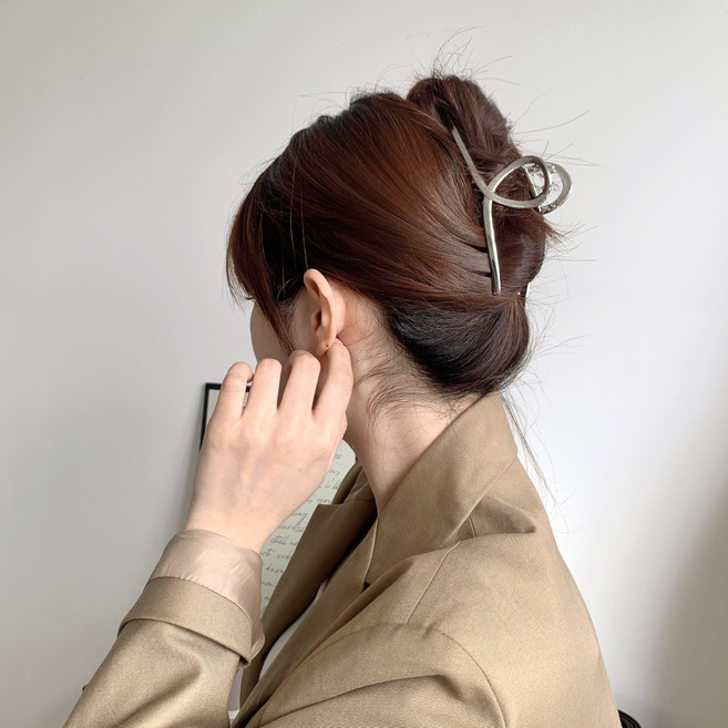 유광 메탈 헤어 집게핀
