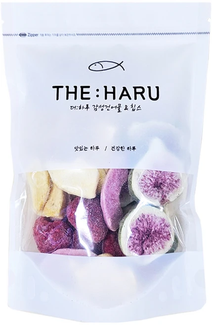 THEHARU 딸기 핑크복숭아 망고 무화과 4종 믹스 동결 건조 과일, 1개, 80g - 쿠팡