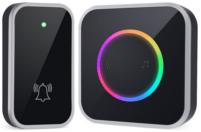 Couselect 智能七彩閃燈無線門鈴/遠距離呼叫器 一拖一 M488 黑色, 1盒