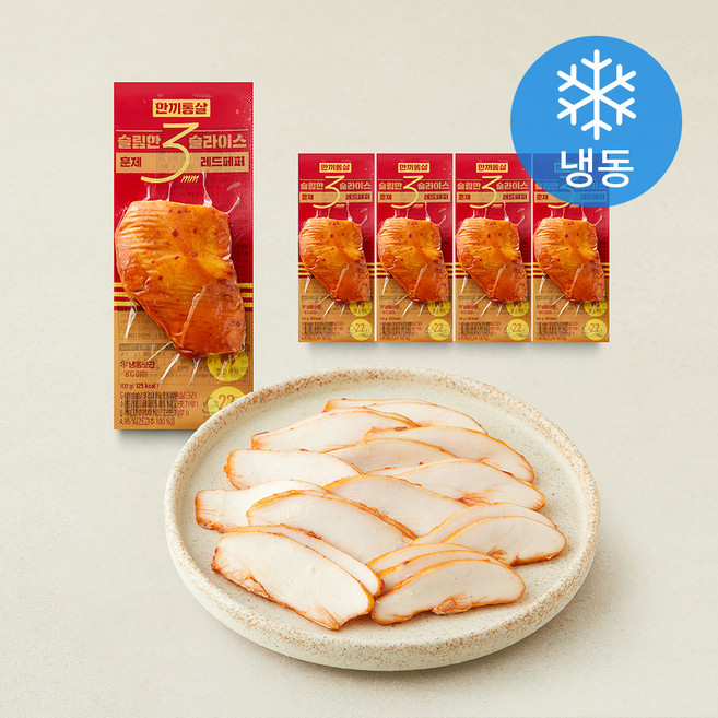 한끼통살 슬림 슬라이스 닭가슴살 훈제레드페퍼 (냉동), 100g, 5개, 1개입