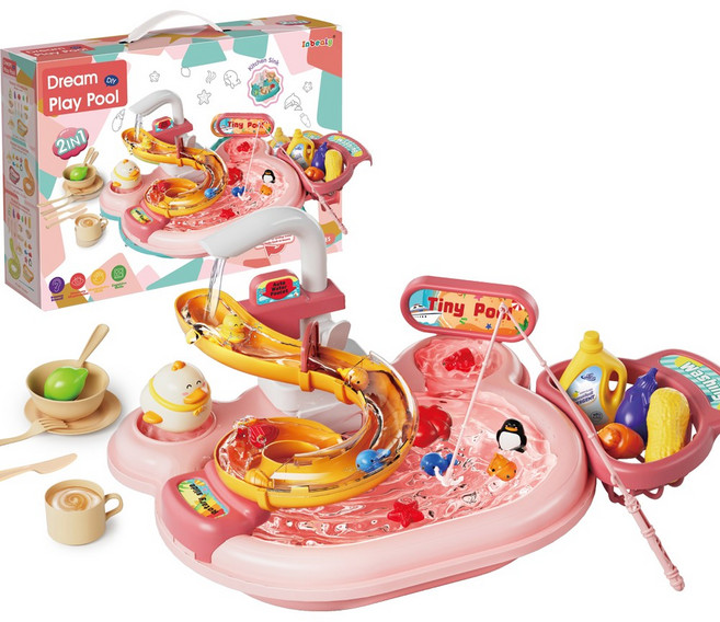 인비얼리 하늘썬별 2 in 1 스플래시 워터파크 낚시놀이 주방놀이 inbea12036, 핑크, 1개