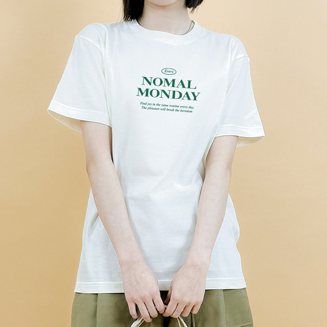 험블스튜디오 여성용 통기성 노말 레터링 면 17수 롱 반팔티 KK_103_085