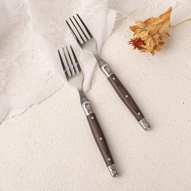 까르투하 앙클라 라귀올 디저트 케이크 티 포크, 다크우드, 2개