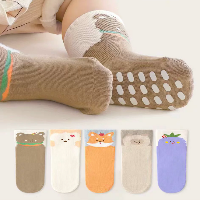 아이뿜 말랑 베이비 애니멀 미끄럼방지 양말 5종 세트 JB05