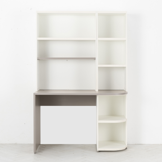 리바트 프레일 1200 전면책상 좌형 방문설치, 그레이(상판) + 화이트(책장)