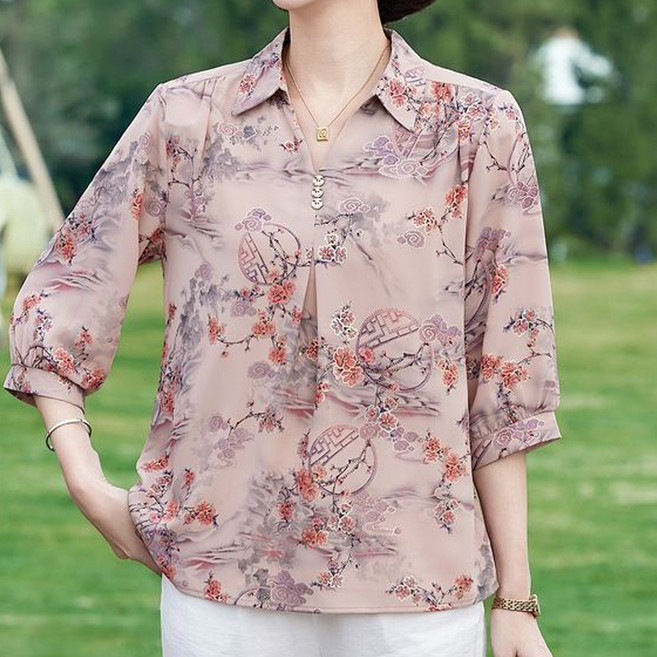 INFIOUS 女款中年七分袖襯衫 I263-75