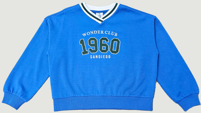 행텐틴즈 여아용 1960 요꼬 브이넥 크롭 맨투맨