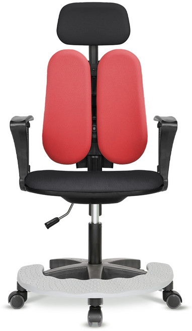 체어포커스 터디 발받침대 헤더형 3각팔 블랙바디의자 TD07R, 패브릭 블랙레드