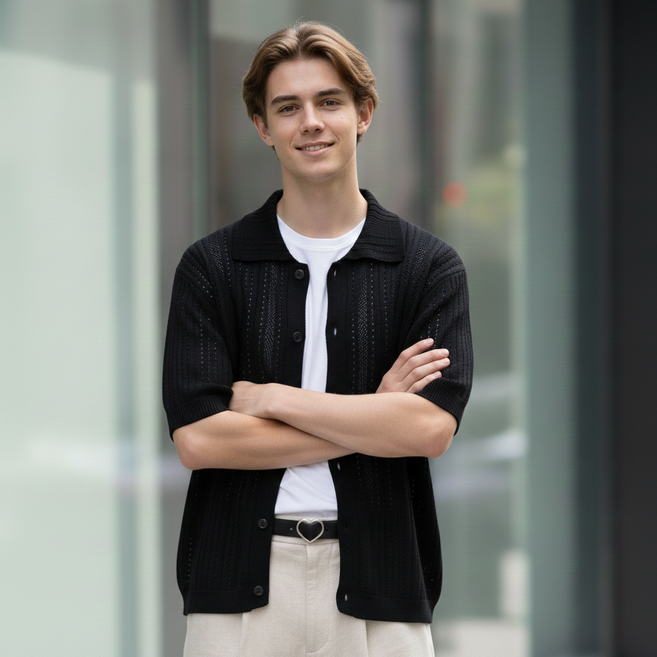 인피어스 남성용 써머 반팔 니트 가디건 I263-90