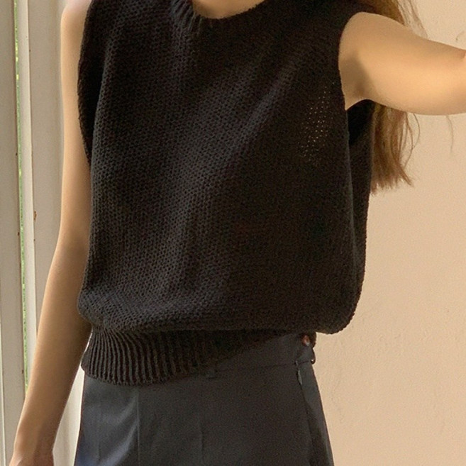 I'M MONG 女款Bellona無袖鏤空短版針織背心