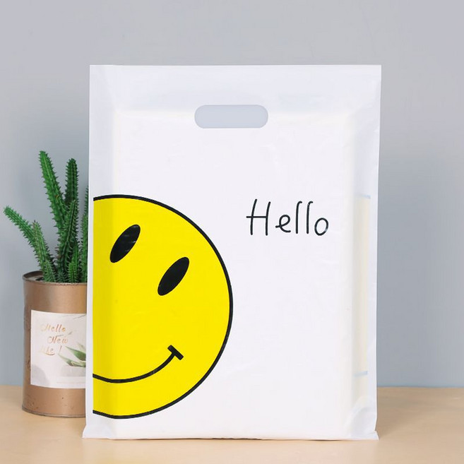 길그리 예쁜 비닐 손잡이 선물 포장 봉투 쇼핑백, 02 스마일, 50개