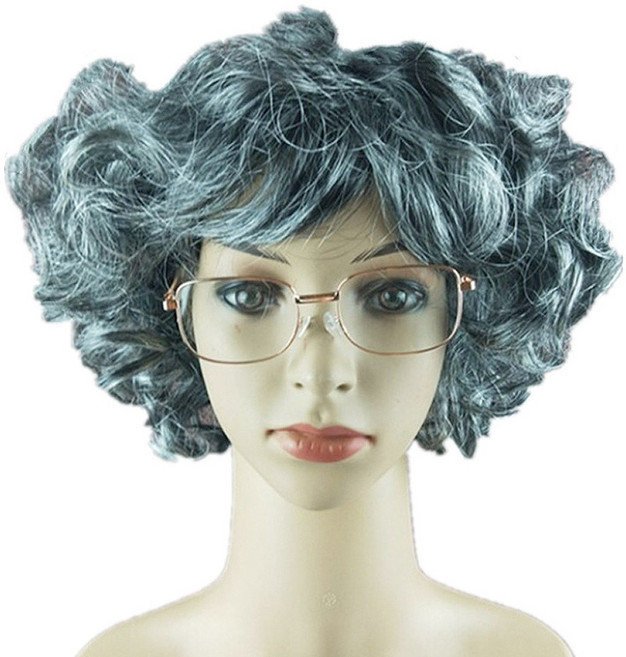 파티공구 할머니파마가발, 그레이, 1개