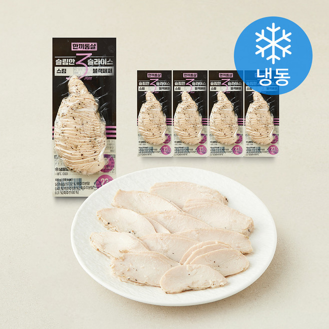 한끼통살 슬림 슬라이스 닭가슴살 스팀블랙페퍼 (냉동), 100g, 5개, 1개입