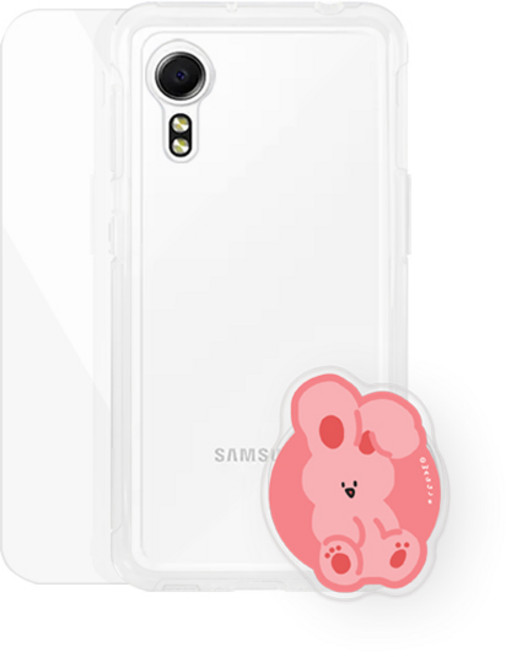 바니몽 아크릴 챠밍톡 + 클리어젤리 휴대폰 케이스 + 강화유리 액정보호필름 세트