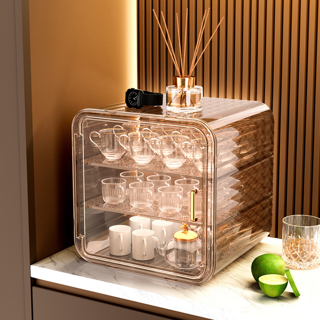 에스제이제인 컵 주방 보관함 캐비넷, 브라운, 1개