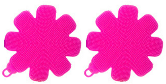 유엘 꽃모양 실리콘 수세미 핑크, 1개, 2개입