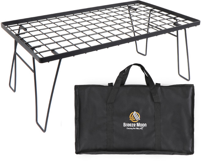 브리즈문 접이식 캠핑 선반 테이블 쿨러 스탠드 + 전용가방 세트, 모던 블랙(테이블)