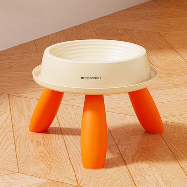 딩동펫 반려동물 개미방지 파스텔 삼각대 식기, 아이보리오렌지, 1개