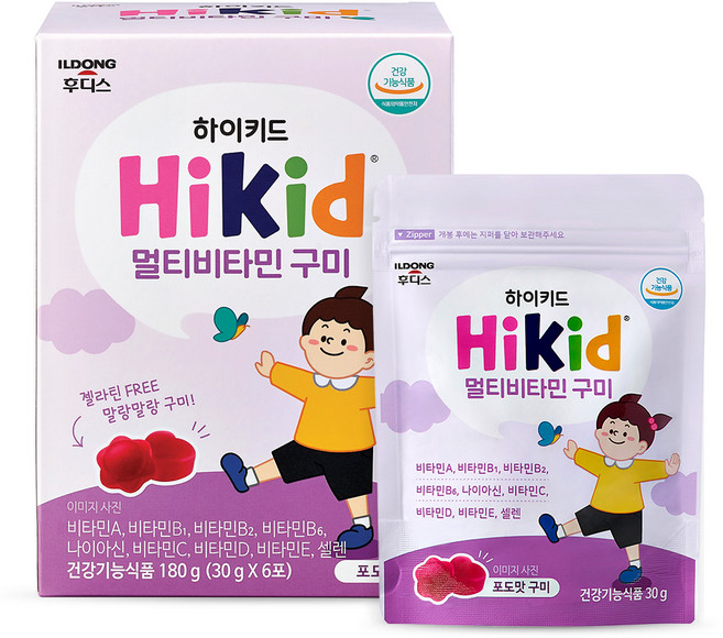 일동후디스 아동용 하이키드 멀티비타민 구미 6개입, 1개, 30g