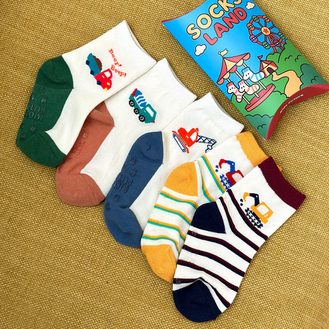 키즈퓨처 아동용 타니 중장비 양말 5켤레 세트