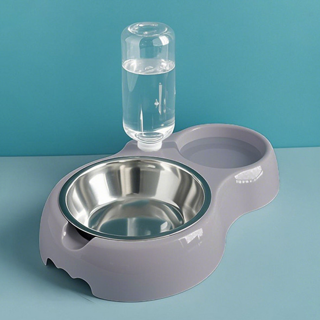 데이소이 반려동물 단색 자동급수기 식기세트 S, 02 그레이, 1세트