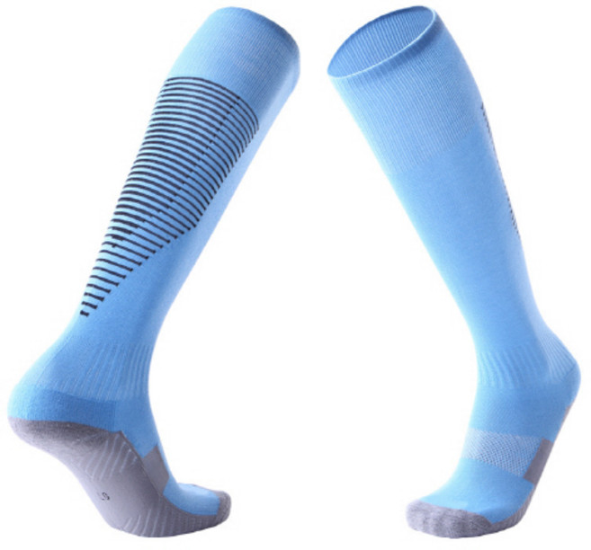 편스토어 논슬립 축구 스포츠 양말, 블랙스트라이프스카이블루, 1개