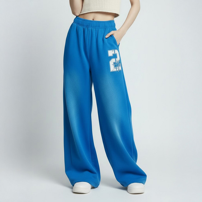 메이첼 여성용 올라 프린트 워싱 루즈핏 트레이닝 팬츠 12367