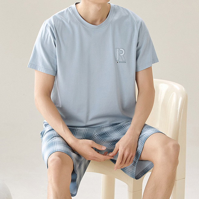 세컨핑크 남성용 고급 모달 감성시대 반팔 반바지 잠옷 세트