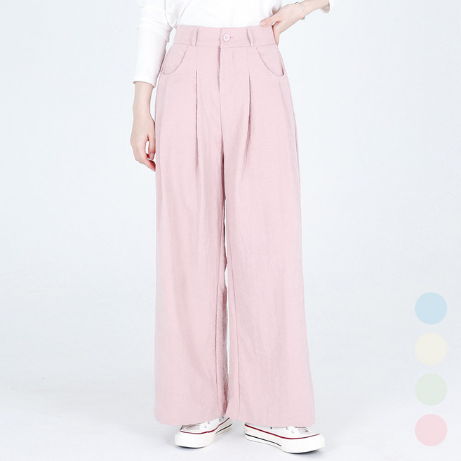 모이르벨라 여성용 뮤이 투핀턱 뒷밴딩 와이드 슬랙스 P25FW2-A2229