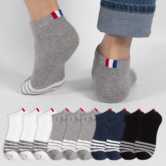 시너싹스 남성용 앞링글 포인트 스니커즈 발목 양말 10켤레