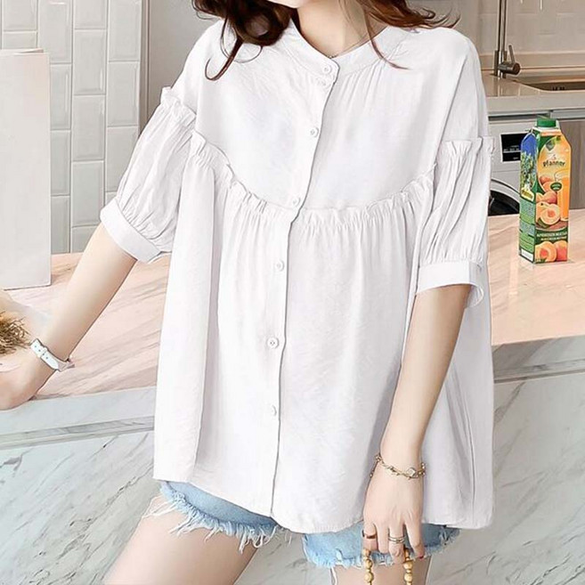 스타 나비주름 프릴 임부 셔츠 블라우스