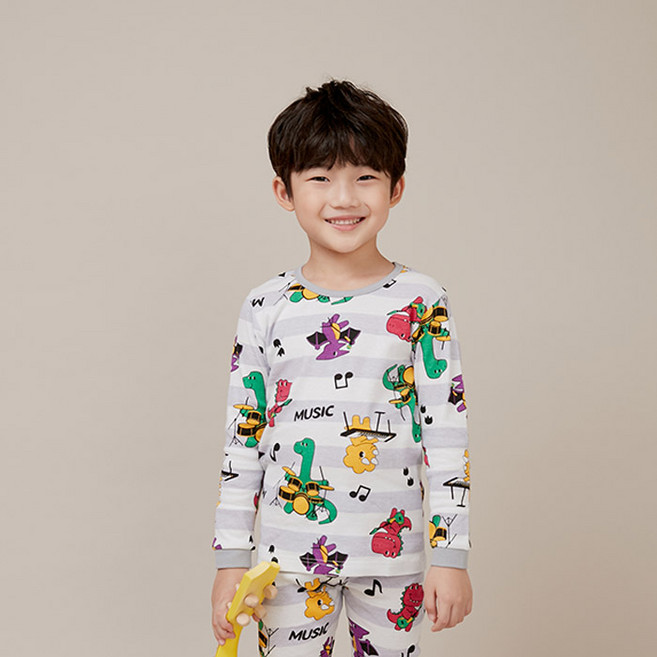 올로미미 아동용 다이노밴드 30수 후라이스 9부 실내복 세트