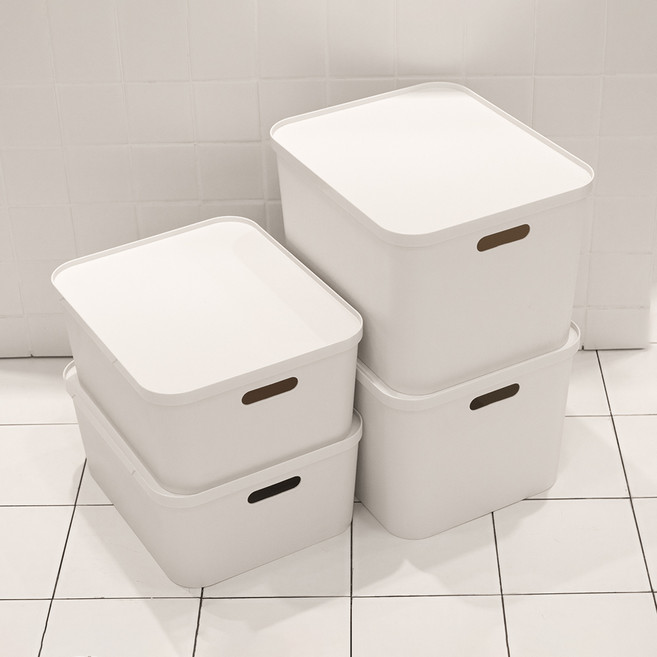 아임홈리빙 더채움 손잡이 팬트리 수납함 2종 x 2p 세트, 화이트, 1세트