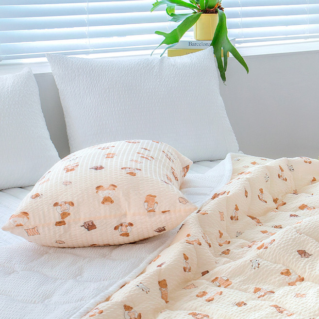 그래이불 냉기솔솔 유칼립투스 시어서커 테디베어 베개커버