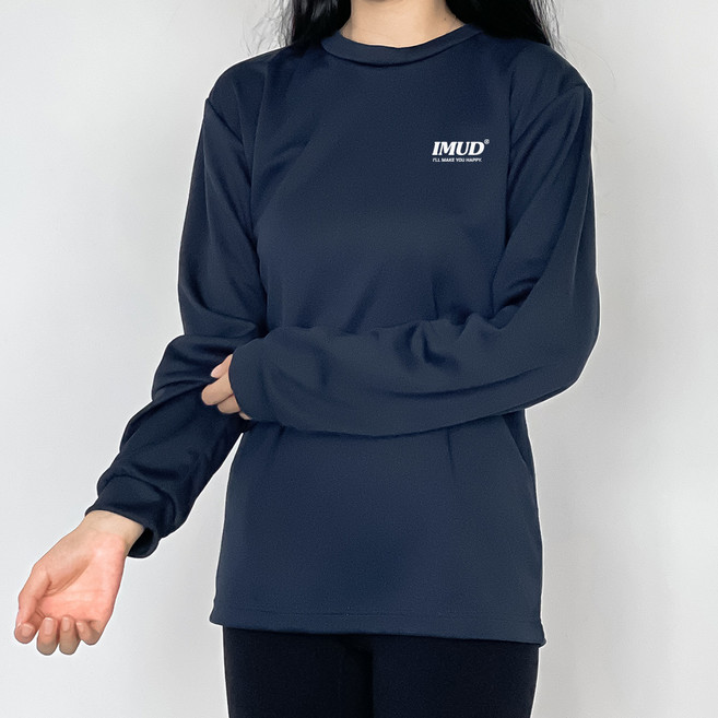 험블스튜디오 여성용 운동복 로고 라운드 긴팔 티셔츠 IMUD_29