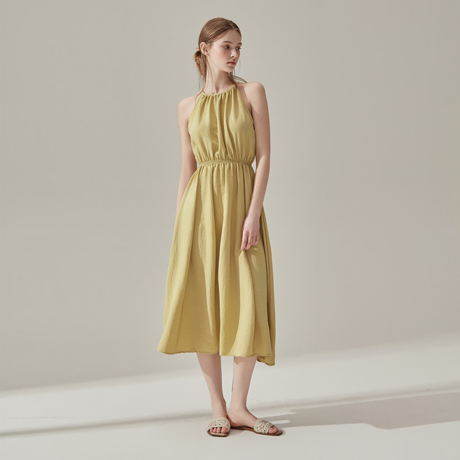 비키니밴더 여성용 모브 홀터 셔링 롱 원피스