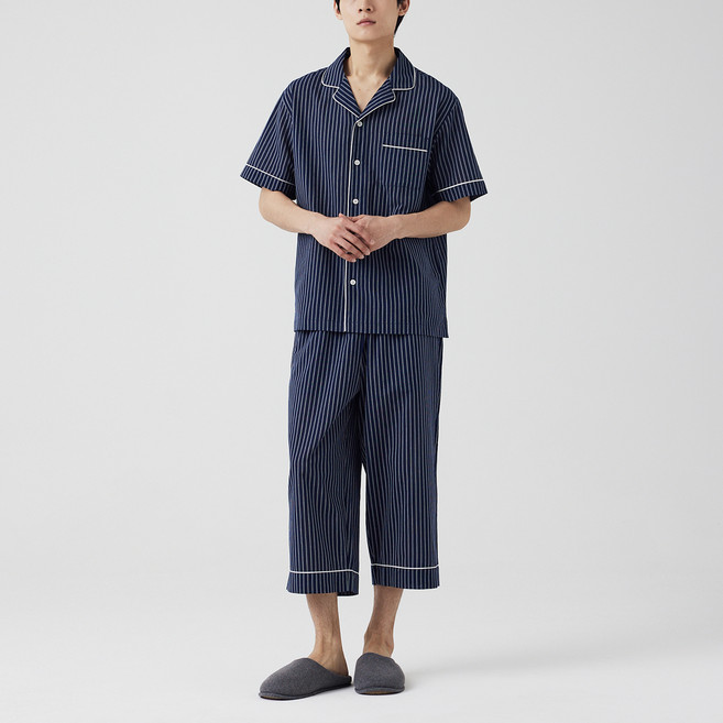 JAJU 男士輕量棉質七分睡衣上衣 下褲
