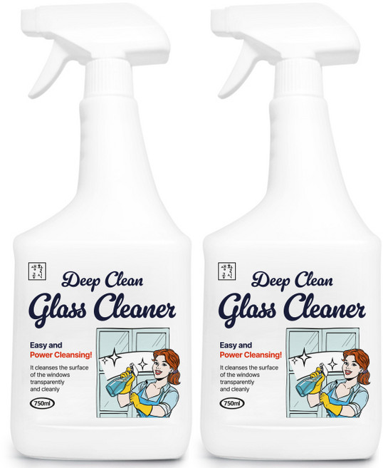 생활공식 딥클린 유리세정제, 2개, 750ml