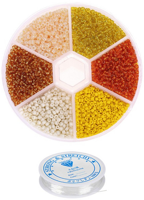 리니팜 컬러 시드비즈 2mm + 원판 세트, 단풍, 1세트