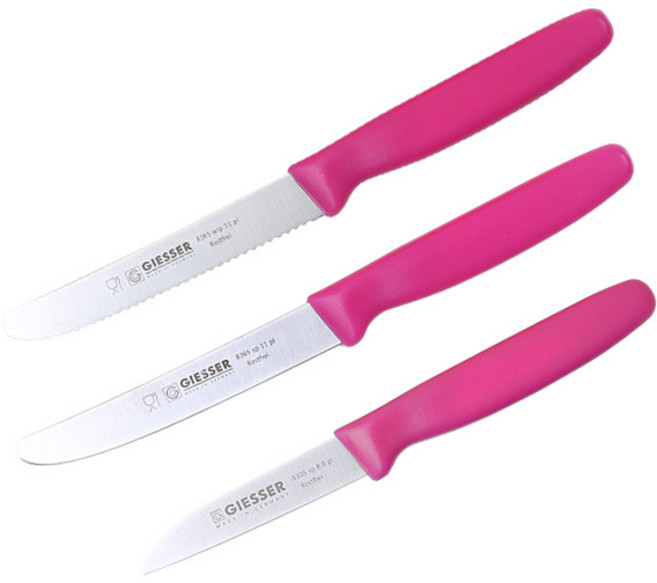 기셀 비비드컬러 과도 3종 세트 핑크, 1세트, 톱니과도 + 민과도 + 모양과도