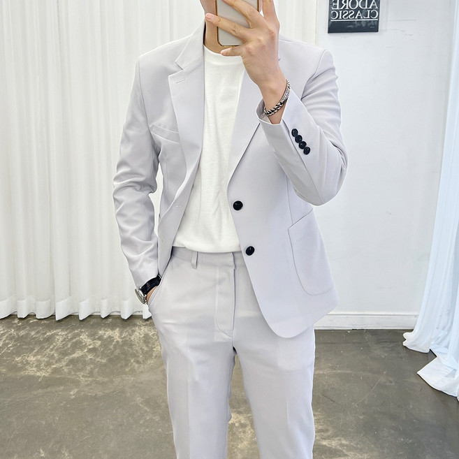 아도르클래식 남성용 텐즈 봄 여름 캐주얼 결혼식 빅사이즈 슬림핏 정장세트