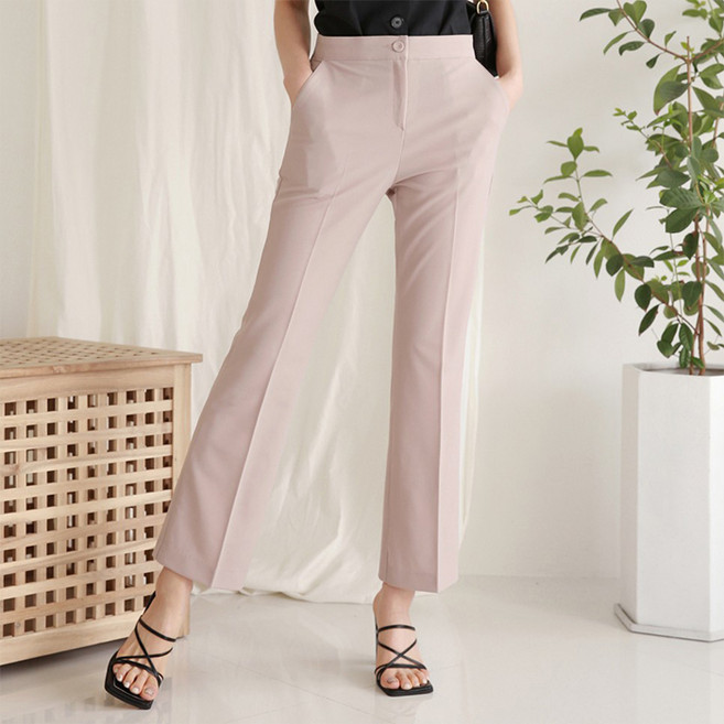 빼빼 여성용 시크릿밴딩 하루종일 편안한 슬림부츠컷 9부 슬랙스