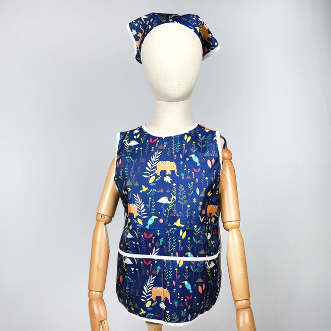 베베슈에뜨 아동용 방수 민소매 앞치마 + 두건 세트